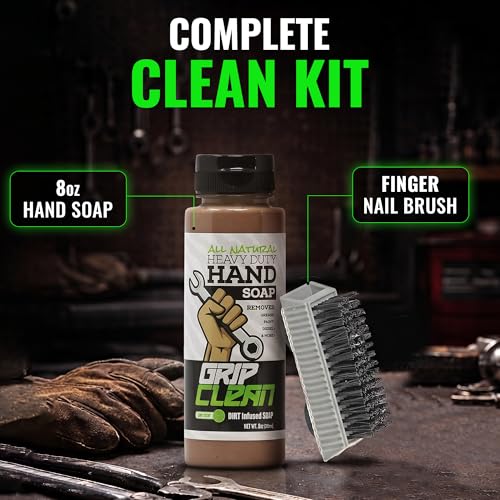 Heavy Duty Hand Cleaner for Mechanics with Nail Brush (8 Fl Oz)