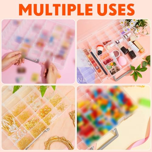 2 Pcs 48 Grids Plastic Bead Organizer Box with Divider (2 Count)