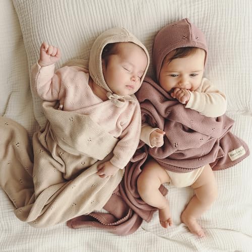 100% Luxury Organic Cotton Pointelle Knit Baby Quilt Blanket