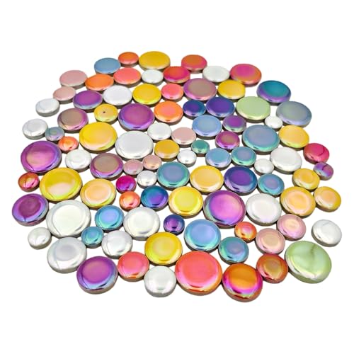 200g Iridescent Round Mosaic Tiles for Crafts Bulk