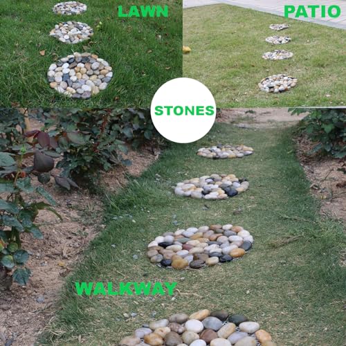 Garden Stepping Stones Outdoor Round River Stone Decorative Nature River Rocks for Landscaping Outside Walkway Patio Yard Garden Pathway