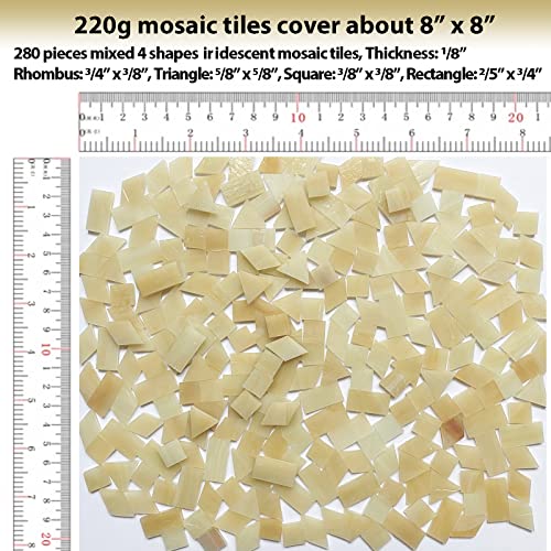 Iridescent Amber Glass Mosaic Tiles for Crafts (9 Ounce)