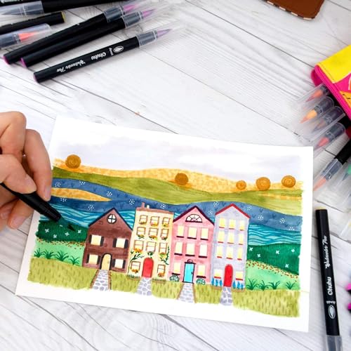 Professional Watercolor Brush Markers Pen 24 Colors of Ohuhu (25 Count)