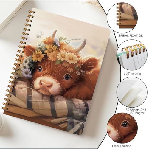 2 PCs Highland Cow Gifts for Women Journaling Notebooks (2 Count)