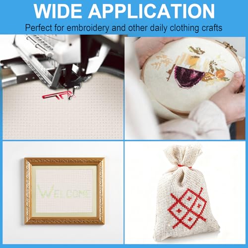 Cross Stitch Fabric 14 Count Aida Cloth 28 x 19 Inch Large Size Classic Reserve Cross Stitch Supplies Embroidery Fabric for Home DIY Craft Decoration Handmade