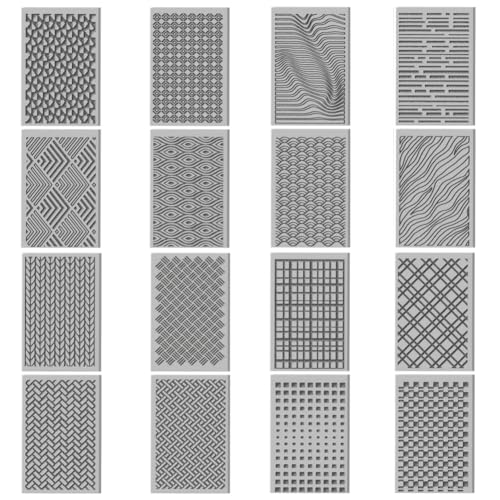 16 Sheets Artistic Lines Clay Texture Mat Wavy and Plaid Pattern Polymer Clay Texture Sheets DIY Tools for Pottery Earring Jewelry Making Stamp Engraving Machines