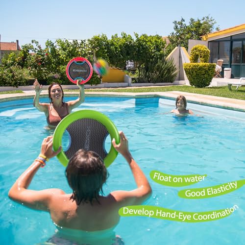 Bouncy Paddle Ball Game for Kids with 2 EVA Foam Trampoline Paddles and 4 Balls