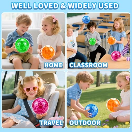 2 Pcs 3D Puzzle Maze Ball Brain Teaser for Kids Boys Girls (2 Count)