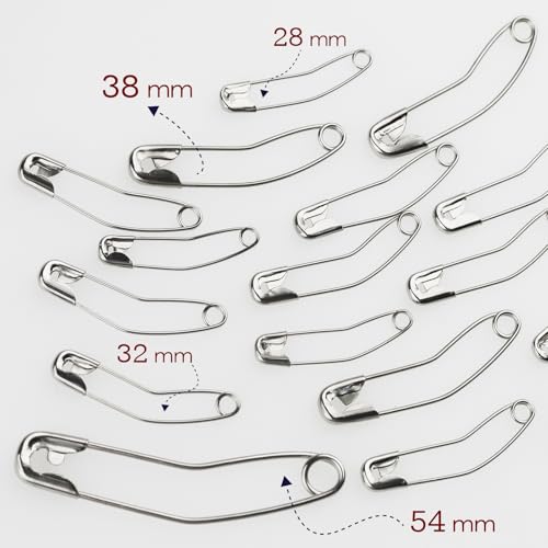 160 Pcs Curved Safety Pins for Quilting Basting Pins 28mm 32mm 38mm 54mm (160 Count)