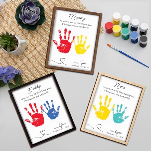 Personalized Handprint Wooden Sign for Mom Dad Grandma Nana