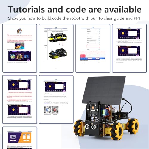 4-in-1 ESP32 Smart Camera Solar Robot Car, 4WD Remote Control Car Robotics Kit for 8-12 12-16+ Kids Teens, Electronics Programming STEM Toy Science Coding Kit Compatible with Arduino/Scratch/Phython