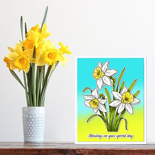 Realistic Daffodil Flower Stamps and Dies and Layering Coloring Stencil Set