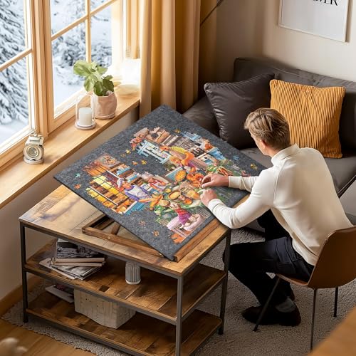 Foldable Jigsaw Puzzle Board with 3 Angle Adjustable Bracket