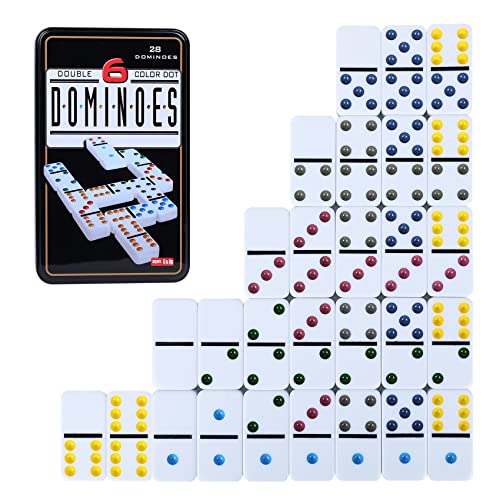 Double 6 Dominos Set for Adults with Tin Box Storage