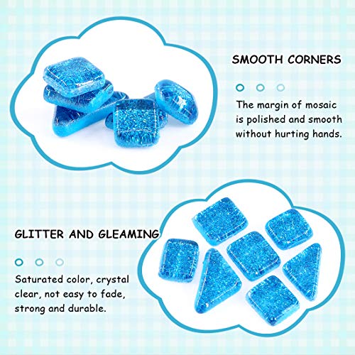 1 Pound Seablue Shine Crystal Series Mosaic Tiles Assortment Kit (15.87 Ounce)