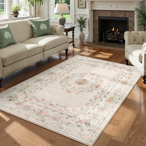 Floral Bow Washable Area Rug 5x7 (35.83 Sq Ft)