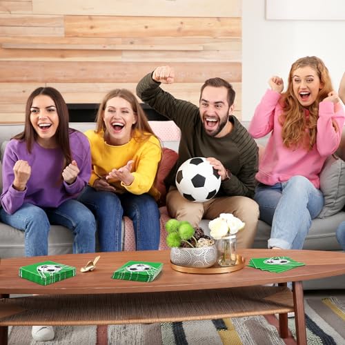 48 Pieces Soccer Paper Napkins Disposable Football Party Napkins Sports Ball Napkins Soccer Cocktail Dinner Napkin Set 13" x 13" Unfolded Football Tableware Napkins for Sports Party Supplies (48 Count)