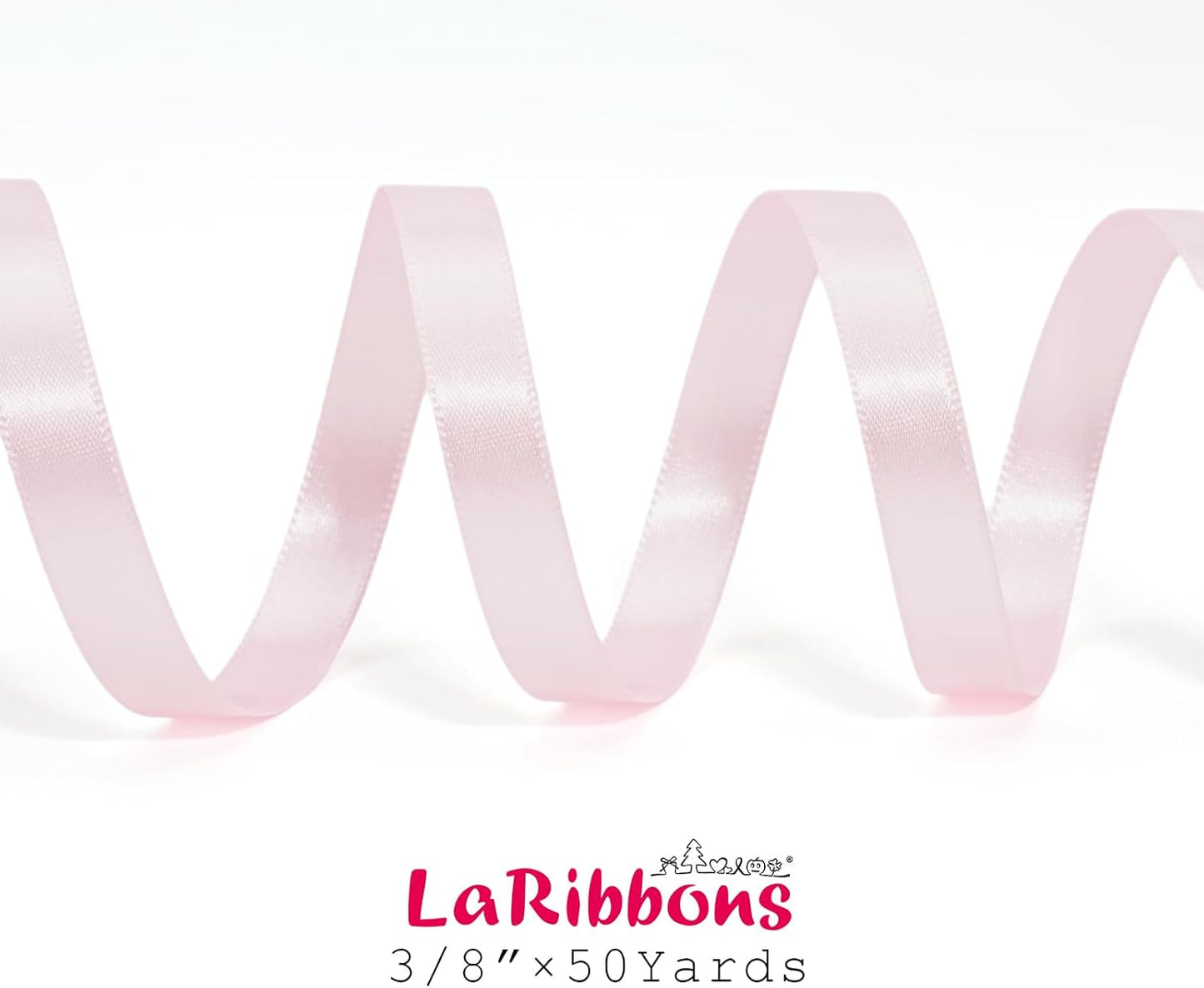 LaRibbons Light Pink Satin Ribbon 3/8 Inch 50 Yards Thin Luxury Double Faced Pink Silk Ribbon for Gift Wrapping Flower Bouquet Crafts Wedding BabyShower Decoration - Crafty Corner