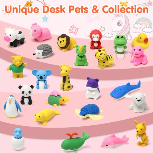 34 Pcs Animal Erasers (34 Count)