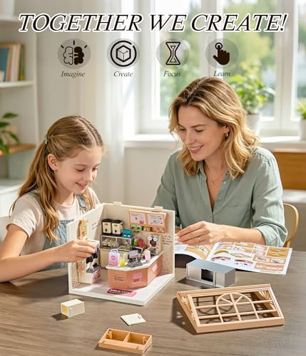 Bubble Tea Shop DIY Miniature House Kit with Roof & LED Light