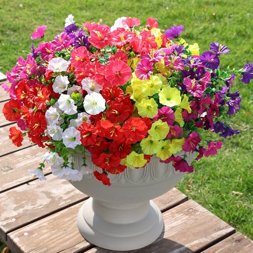 Artificial Flowers Fake Plants for Outdoors Decoration (12 Count)