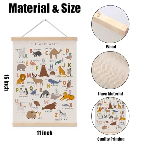 Cute Animal Number Chart Alphabet Poster Hanger