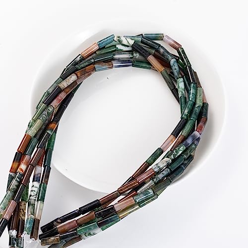 Natural Indian Agate Cylinder Tube Beads 4x13mm 38cm (28 Count)