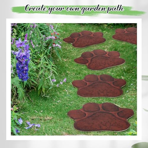 3 Pieces Dog Paw Garden Stepping Stones Garden Decor Cast Irons Dog Rocks Rustic Outdoor Stones Decorative Stone for Garden Walkway Outdoor Decoration (3 Count)