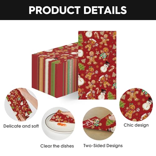 50 Christmas Disposable Paper Decorative Guest Napkins (50 Count)