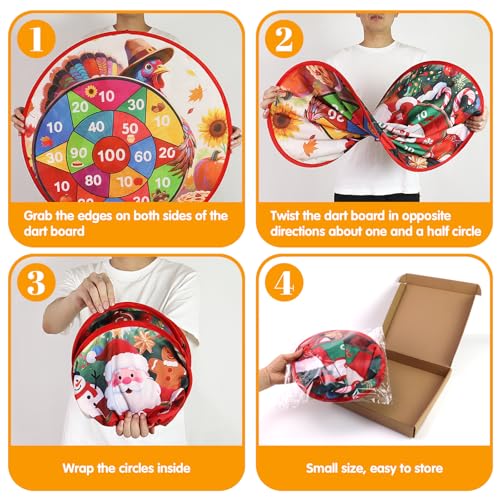 Christmas Thanksgiving Games Santa Claus Double Sided Dart Board for Family