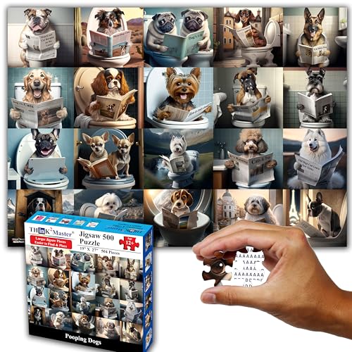 Pooping Dogs & Puppies 500 Pieces Very Large Pieces Jigsaw. for Adults & Seniors 13+ Size