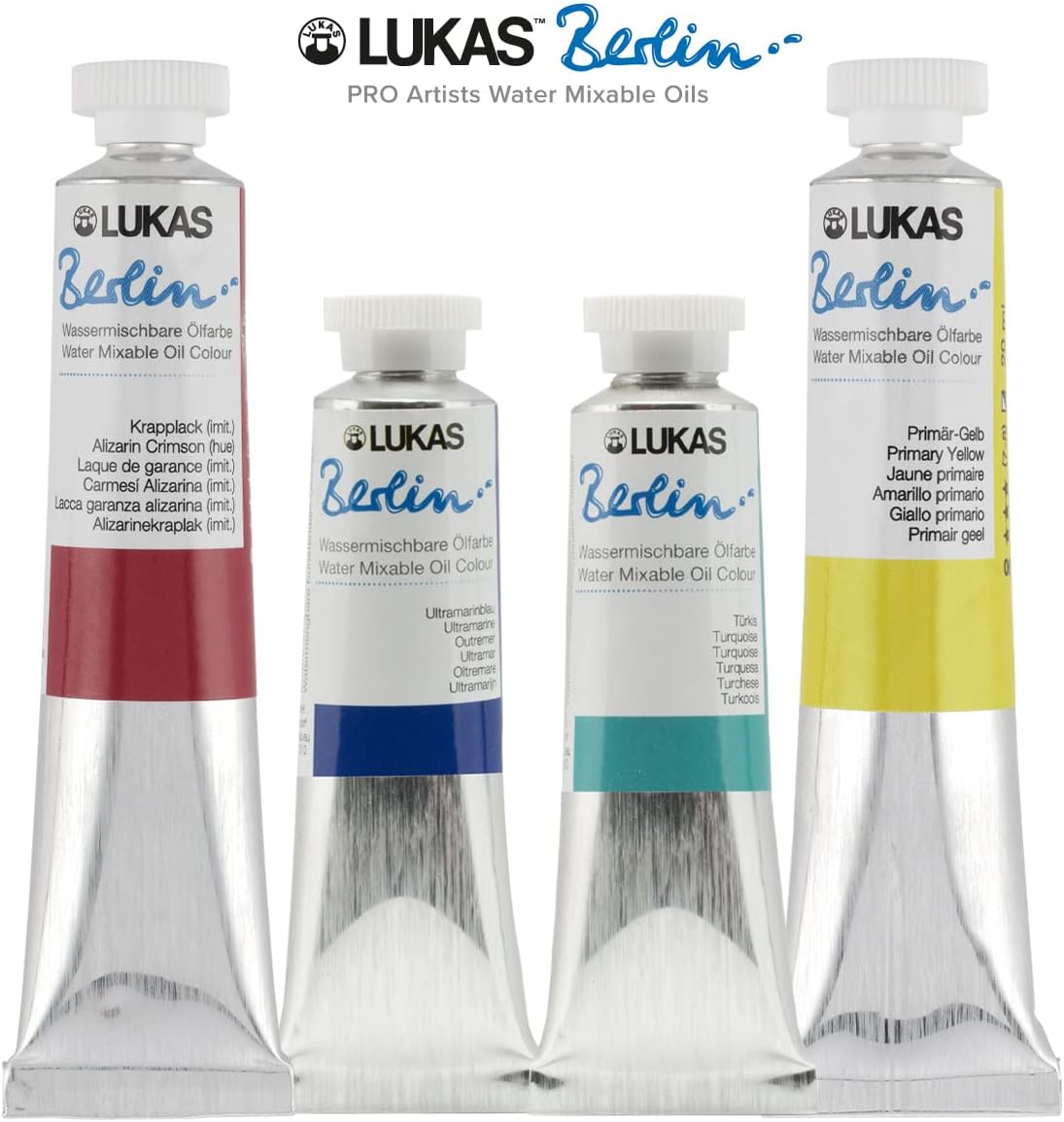 Lukas Water Mixable Oil Paint - Eco-Friendly, 37ml Reds Set of 6, Solvent-Free Artist Oil Paint with Lightfast Pigments and Beeswax for Smooth Consistency, Water Soluble, Quick-Drying