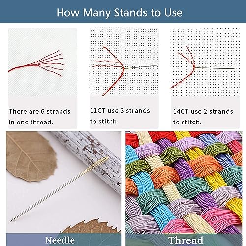 4 Packs Stamped Cross Stitch Kits for Adults (4 Count)