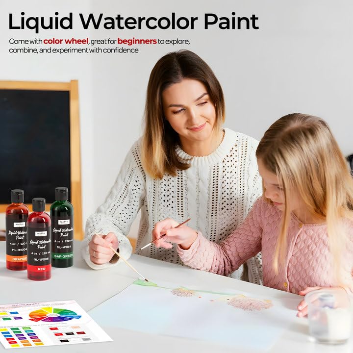 6 Colors Liquid Watercolor Paint Set (24 Fl Oz)