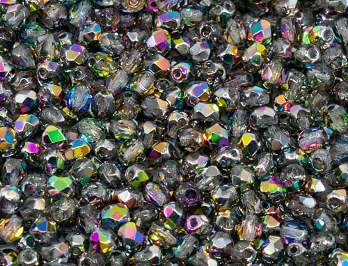100pcs Faceted Fire Polished Pressed Czech Glass Beads 3mm (100 Count)