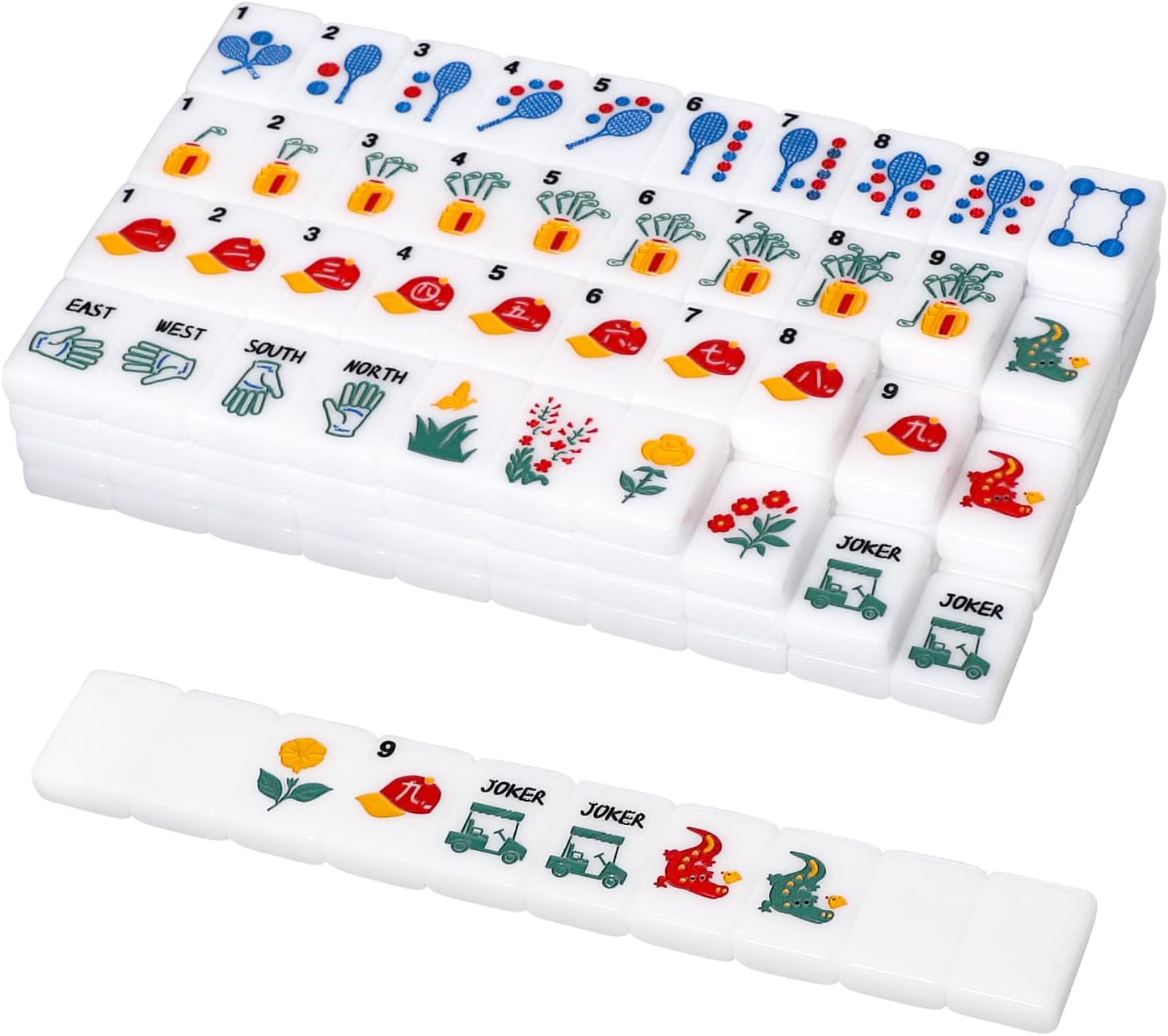 American Mahjong Tile Set with Clear Acrylic Box and Accessories, 160 Acrylic Engraved Mahjong Tiles, Mahjong Game Set