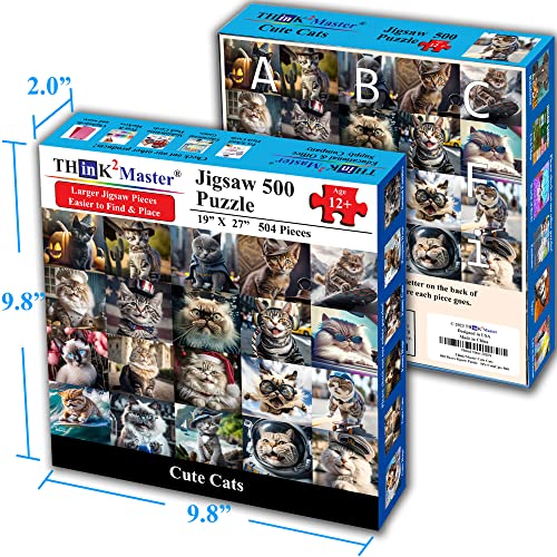 Cute Cats 500 Pieces Jigsaw Puzzle Featuring Large Pieces & heartwarming Kittens. for Adults