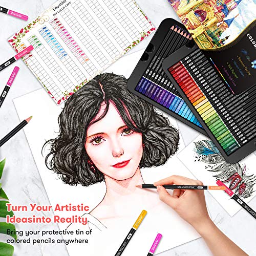 180 Colored Pencils Soft Core Color Pencil Set for Adult Coloring (180 Count)