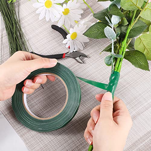 2 Rolls Green Floral Tape 0.25IN×33Yd Waterproof Florist Tape for Crafts (2 Count)