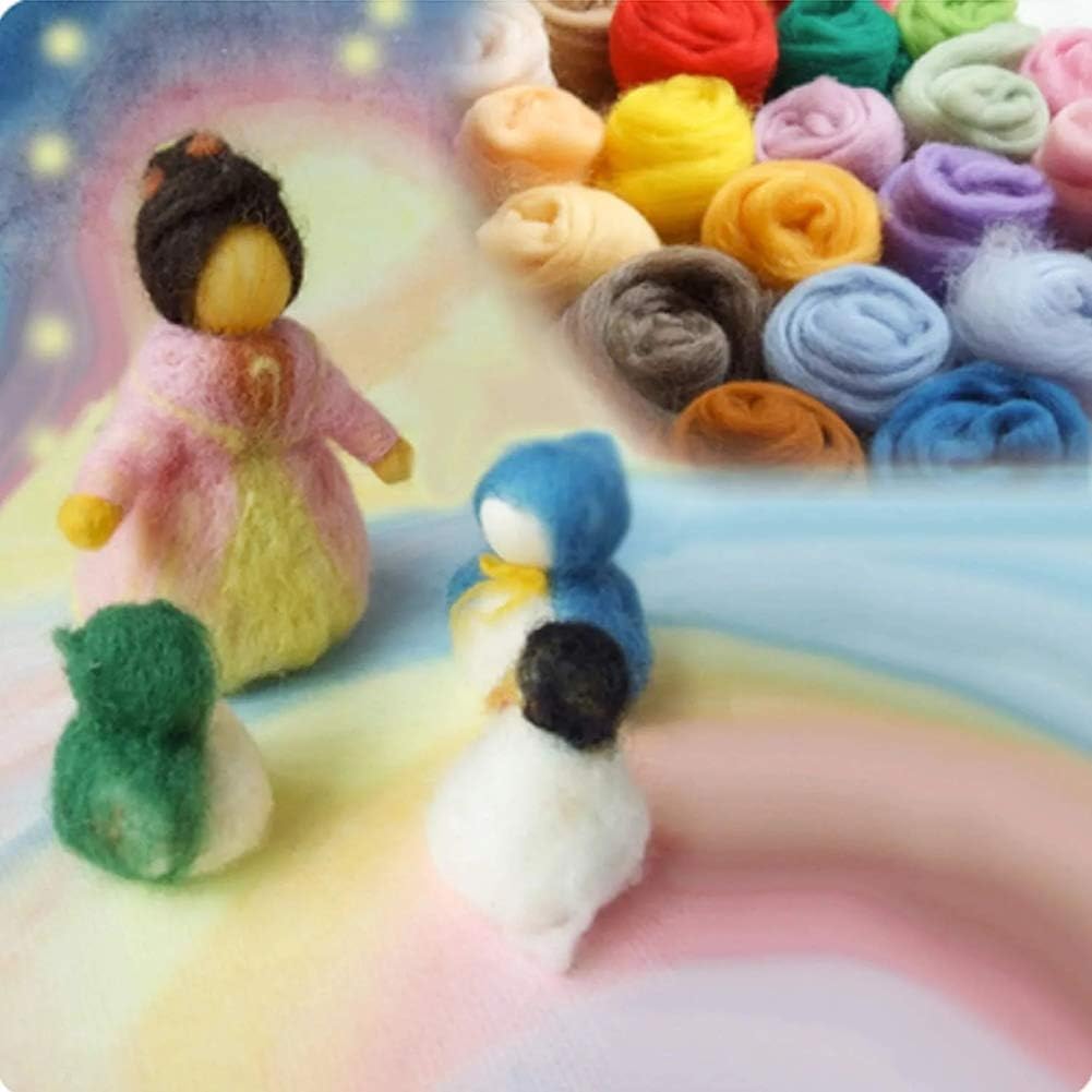 3.53oz Wool Roving Yarn, Fiber Roving Wool Top, Needle Felting Supplies, Pure Wools, Chunky Yarn, Spinning Wools for Needle Felting Wet DIY Hand Spinning (Multicolor)