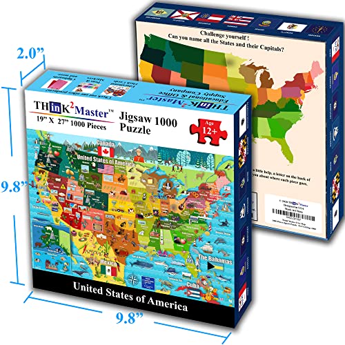 Colorful United States Map 1000 Pieces Jigsaw Puzzle for 13+