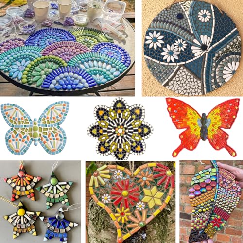 200g Assorted Iridescent Strips Glass Mosaic Tiles for Crafts (7.05 Ounce)