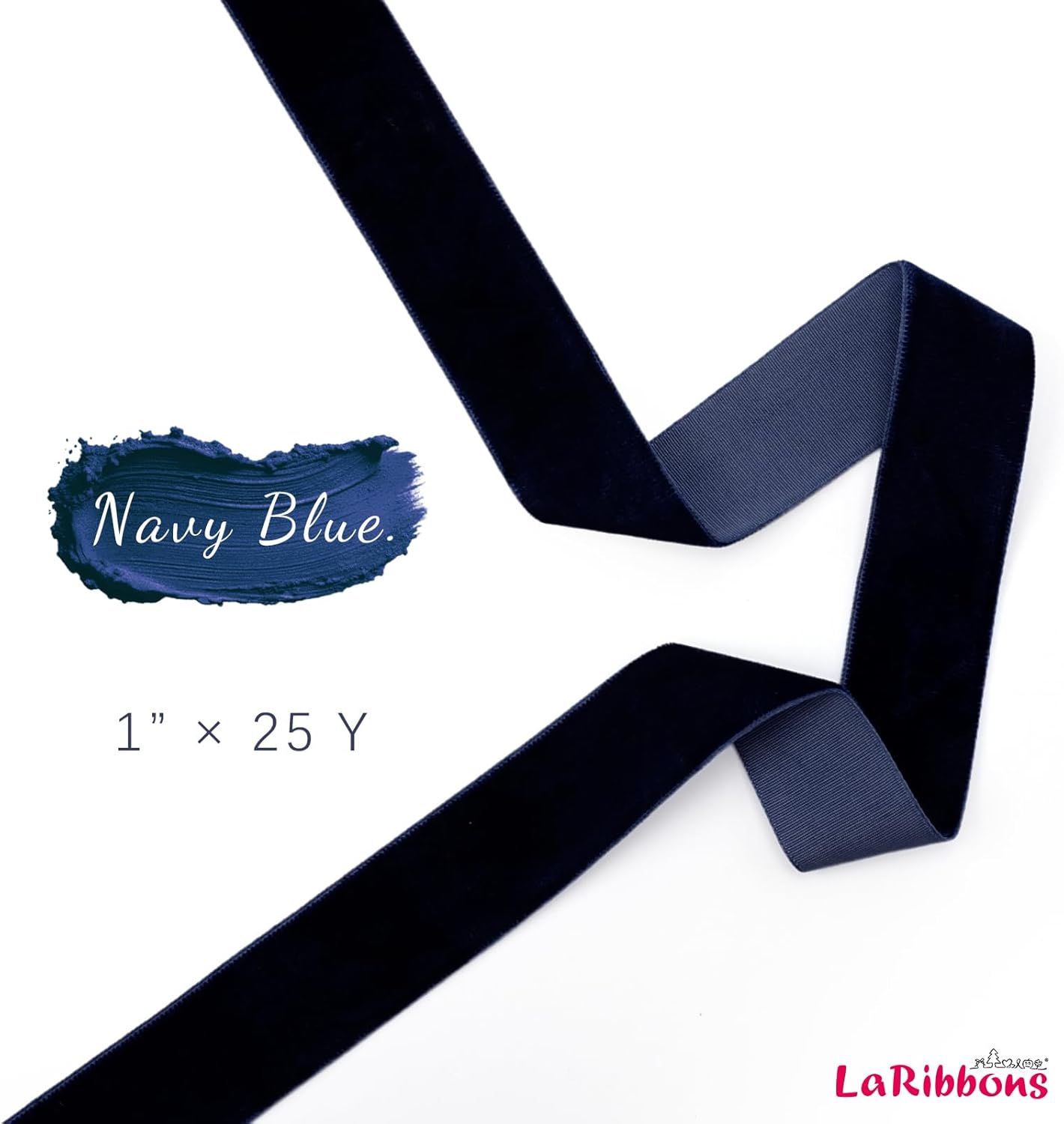 LaRibbons Thin Velvet Ribbon 1 Inch x 25 Yards, Navy Velvet Ribbon for Christmas Tree, Gift Wrapping, Wreath Bow, Outdoor Decoration - Crafty Corner