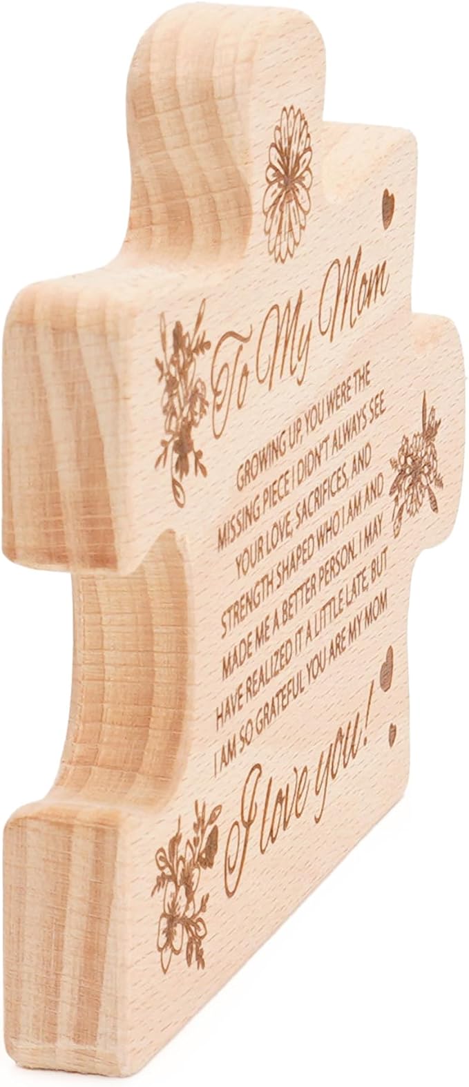 to My Mom Puzzle Piece Gift, Mothers Day Puzzle Block Solid Natural Wooden Engraved Gifts for Momm, Best Presents for Moms, Best mom Ever Gifts, Mothers Day Decor for Mother's Day