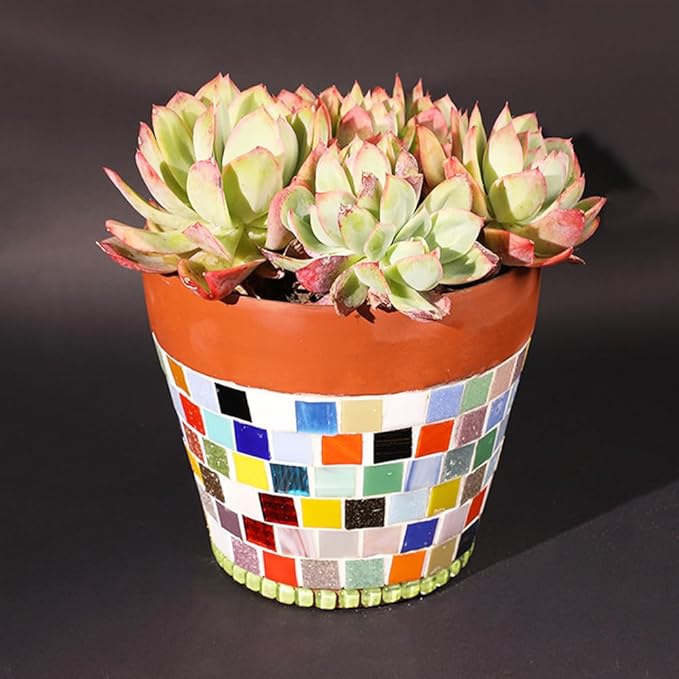 2cm (3/4") Square Vitreous Glass Mosaic Tiles for Crafts Bulk, 1 LB Colorful Mix Quartz Glass Tiles for DIY Art Crafts Kit Adult Kids and Home Deco (Green Mix)