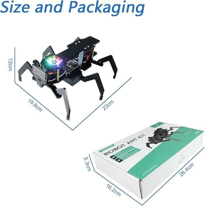 Freenove Robot Ant Kit (Compatible with Arduino IDE), Dot Matrix Expressions, Obstacle Avoidance, Wireless Control App, Ultrasonic Sensor Servo