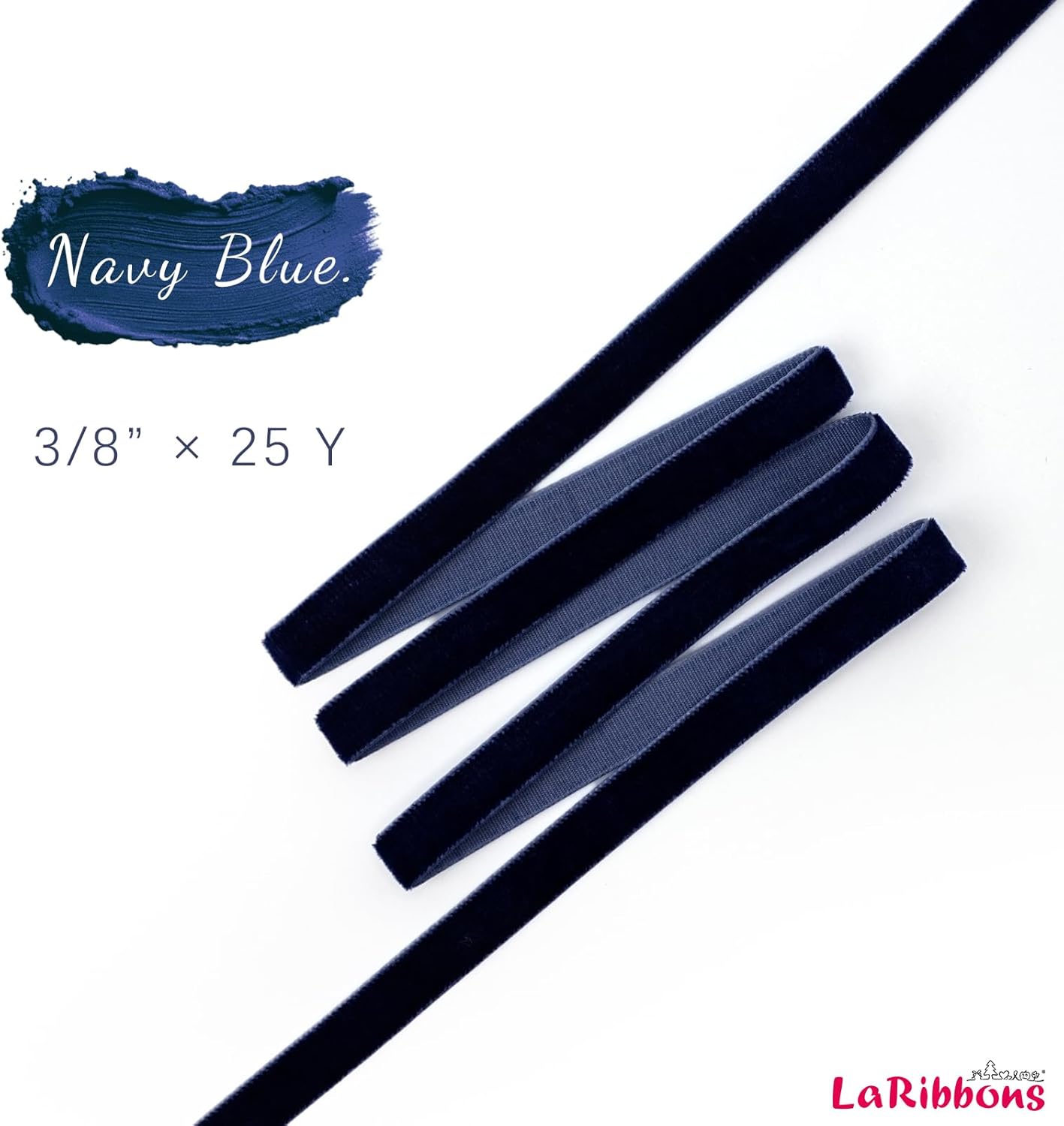 LaRibbons Thin Velvet Ribbon 3/8 Inch x 25 Yards, Navy Velvet Ribbon for Christmas Tree, Gift Wrapping, Wreath Bow, Outdoor Decoration - Crafty Corner