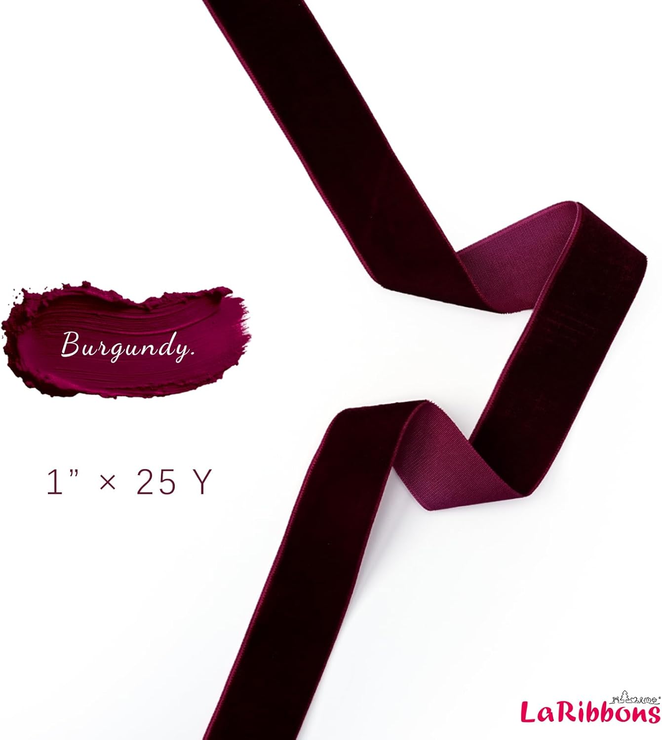 LaRibbons Thin Velvet Ribbon 1 Inch x 25 Yards, Burgundy Velvet Ribbon for Christmas Tree, Gift Wrapping, Wreath Bow, Outdoor Decoration - Crafty Corner