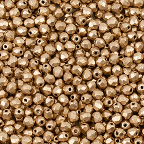 100pcs Faceted Fire Polished Pressed Czech Glass Beads 4mm (100 Count)