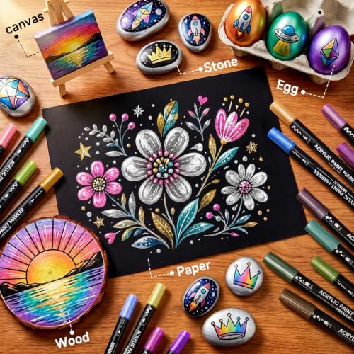 28 Metallic Dot & Fine Tip Acrylic Paint Markers (28 Count)